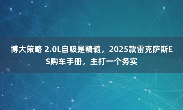 博大策略 2.0L自吸是精髓，2025款雷克萨斯ES购车手册，主打一个务实